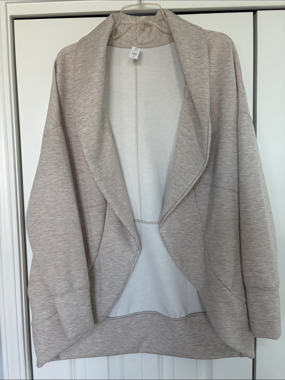 Yogalicius Light Taupe Open-Front Women’s Shawl Collar Sweater